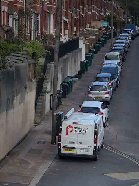 Photograph of Y13 NCE - a white Vauxhall Vivaro parked in Hollingdean by a non-resident. The fourth of four photographs supplied by the residents of Hollingdean.