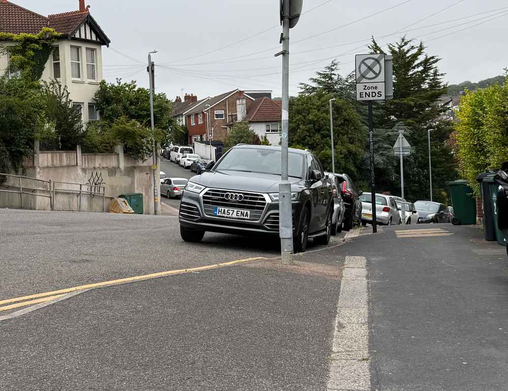 Photograph of HA57 ENA - a Grey Audi Q5 parked in Hollingdean by a non-resident who uses the local area as part of their Brighton commute. The seventh of seven photographs supplied by the residents of Hollingdean.