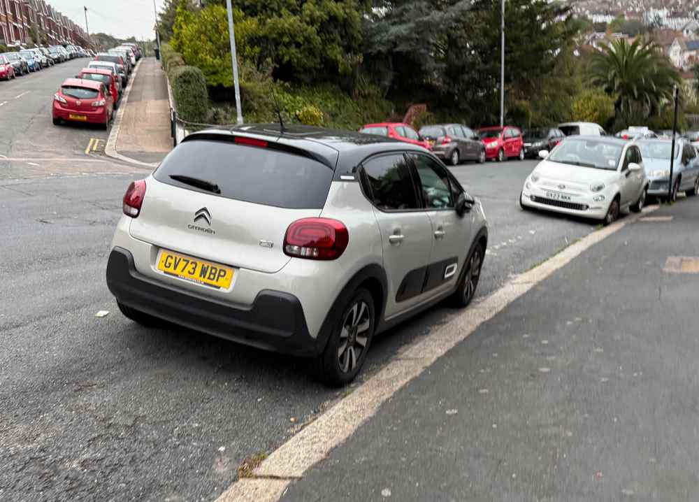Photograph of GV73 WBP - a Grey Citroen C3 parked in Hollingdean by a non-resident who uses the local area as part of their Brighton commute. The twenty-first of twenty-one photographs supplied by the residents of Hollingdean.