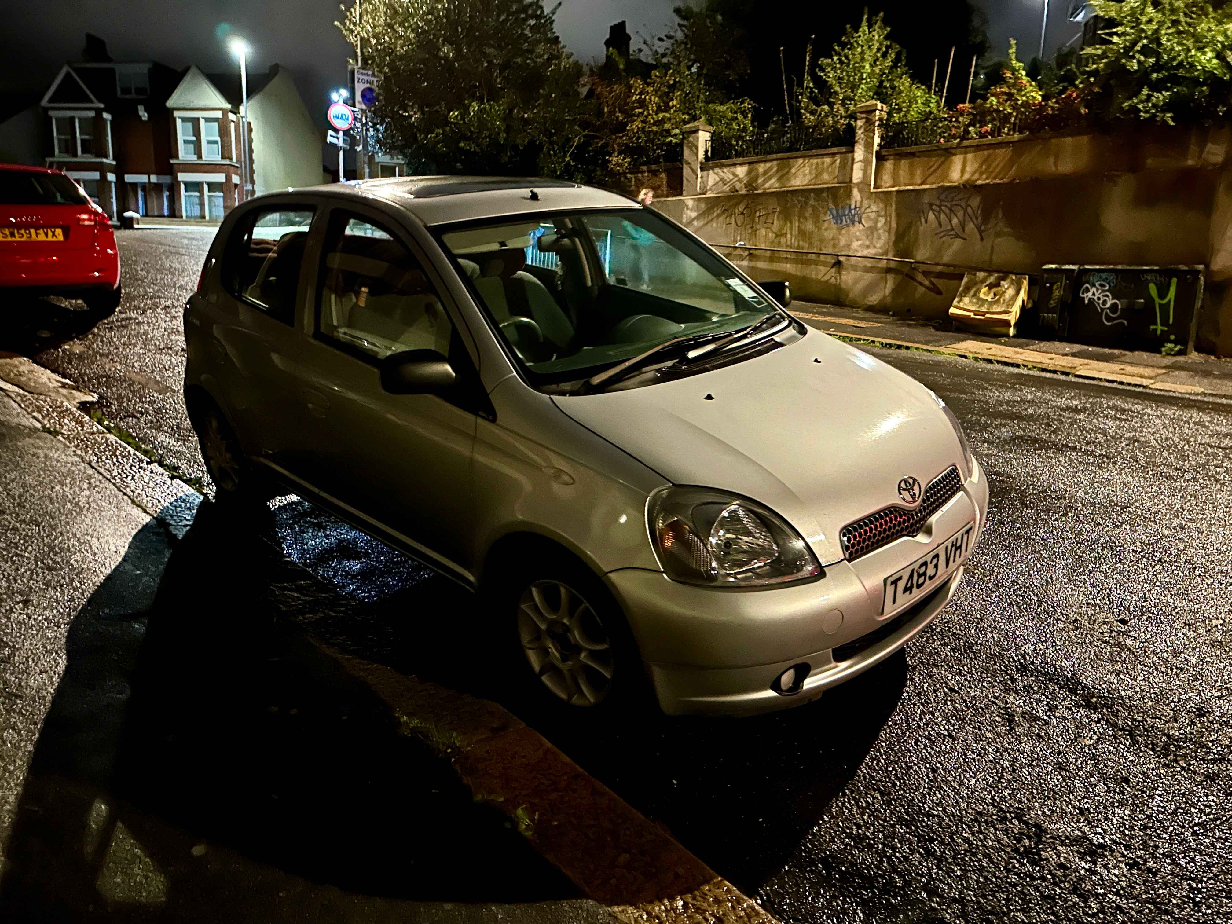 Photograph of T483 VHT - a Silver Toyota Yaris parked in Hollingdean by a non-resident. The tenth of fourteen photographs supplied by the residents of Hollingdean.