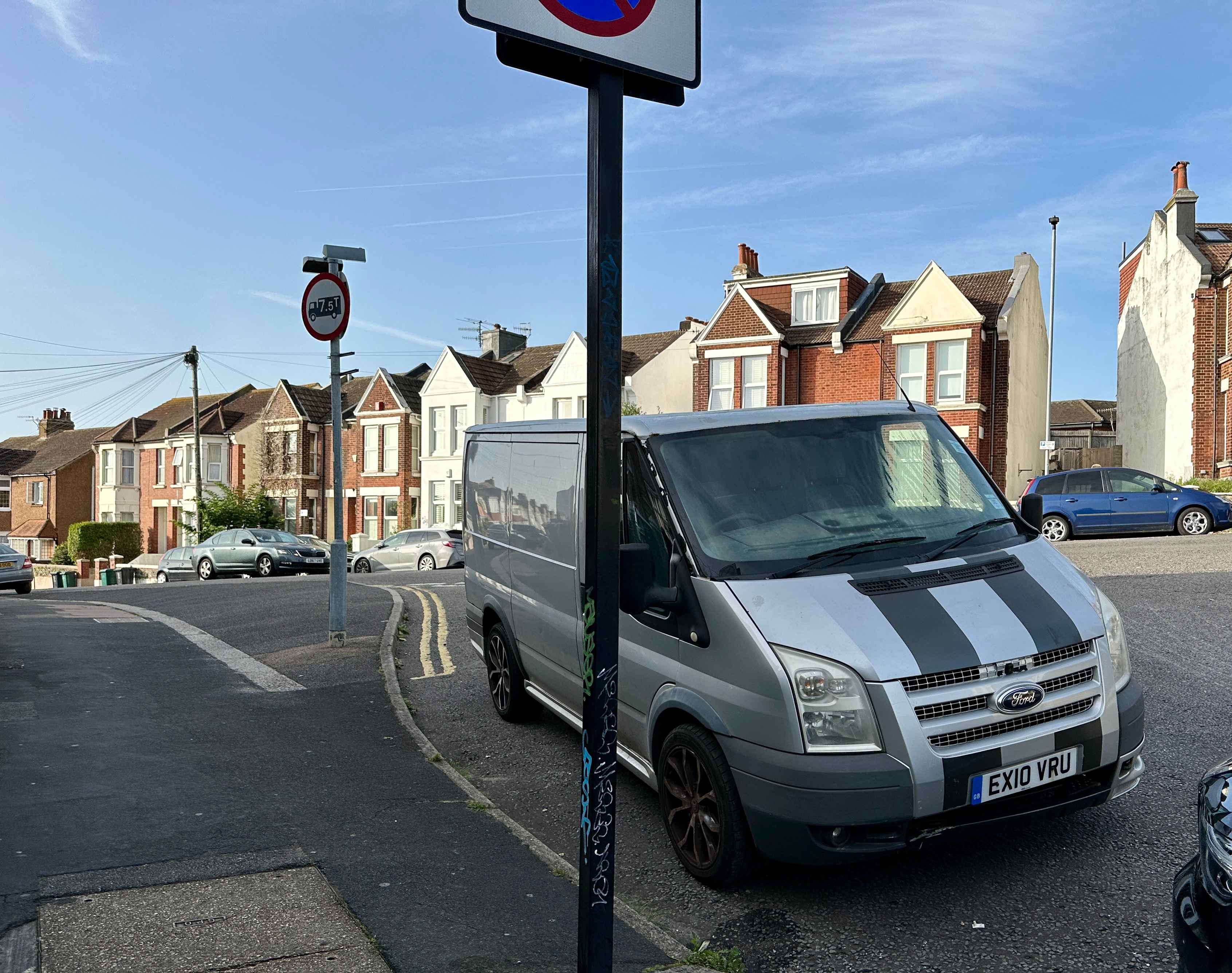 Photograph of EX10 VRU - a Silver Ford Transit parked in Hollingdean by a non-resident. The fourth of ten photographs supplied by the residents of Hollingdean.