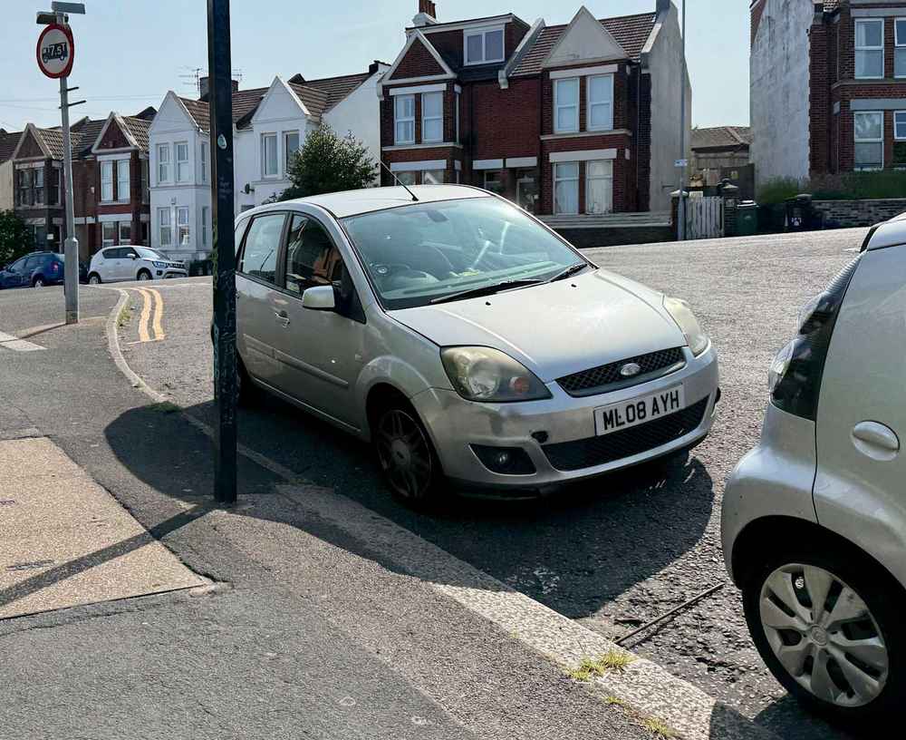 Photograph of ML08 AYH - a Silver Ford Fiesta parked in Hollingdean by a non-resident. The fifth of thirteen photographs supplied by the residents of Hollingdean.