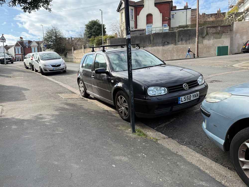 Photograph of LS52 YKN - a Black Volkswagen Golf parked in Hollingdean by a non-resident. The sixth of twelve photographs supplied by the residents of Hollingdean.