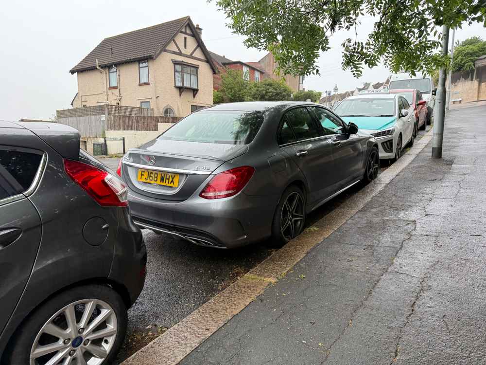 Photograph of FJ68 WHX - a Grey Mercedes C Class parked in Hollingdean by a non-resident. The nineteenth of nineteen photographs supplied by the residents of Hollingdean.