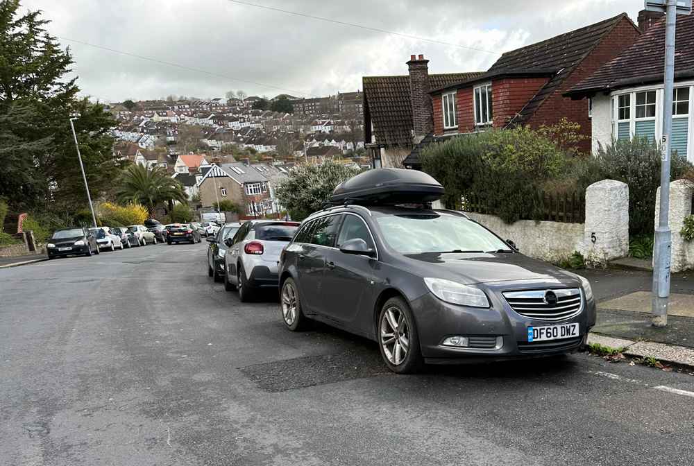 Photograph of DF60 DWZ - a Grey Vauxhall Insignia parked in Hollingdean by a non-resident. The tenth of fifteen photographs supplied by the residents of Hollingdean.