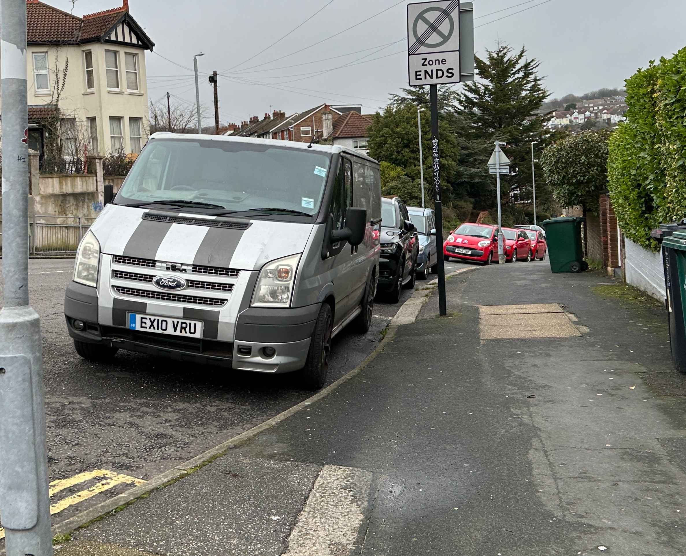 Photograph of EX10 VRU - a Silver Ford Transit parked in Hollingdean by a non-resident. The eighth of ten photographs supplied by the residents of Hollingdean.