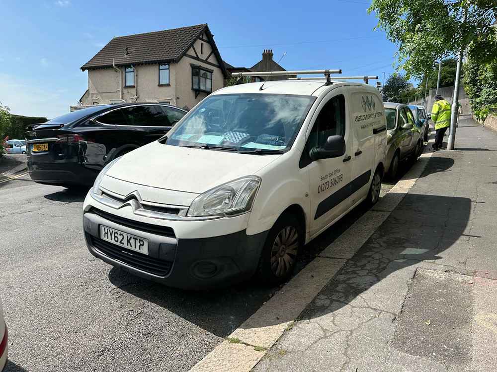 Photograph of HY62 KTP - a White Citroen Berlingo parked in Hollingdean by a non-resident. The eighth of fourteen photographs supplied by the residents of Hollingdean.