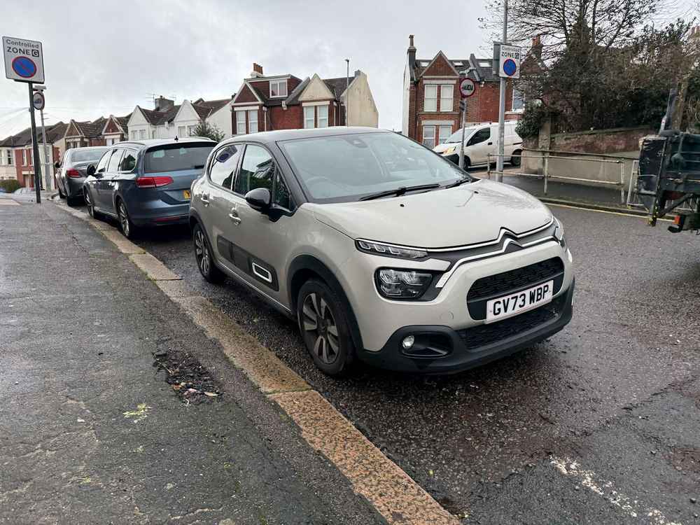 Photograph of GV73 WBP - a Grey Citroen C3 parked in Hollingdean by a non-resident who uses the local area as part of their Brighton commute. The twenty-fifth of twenty-five photographs supplied by the residents of Hollingdean.