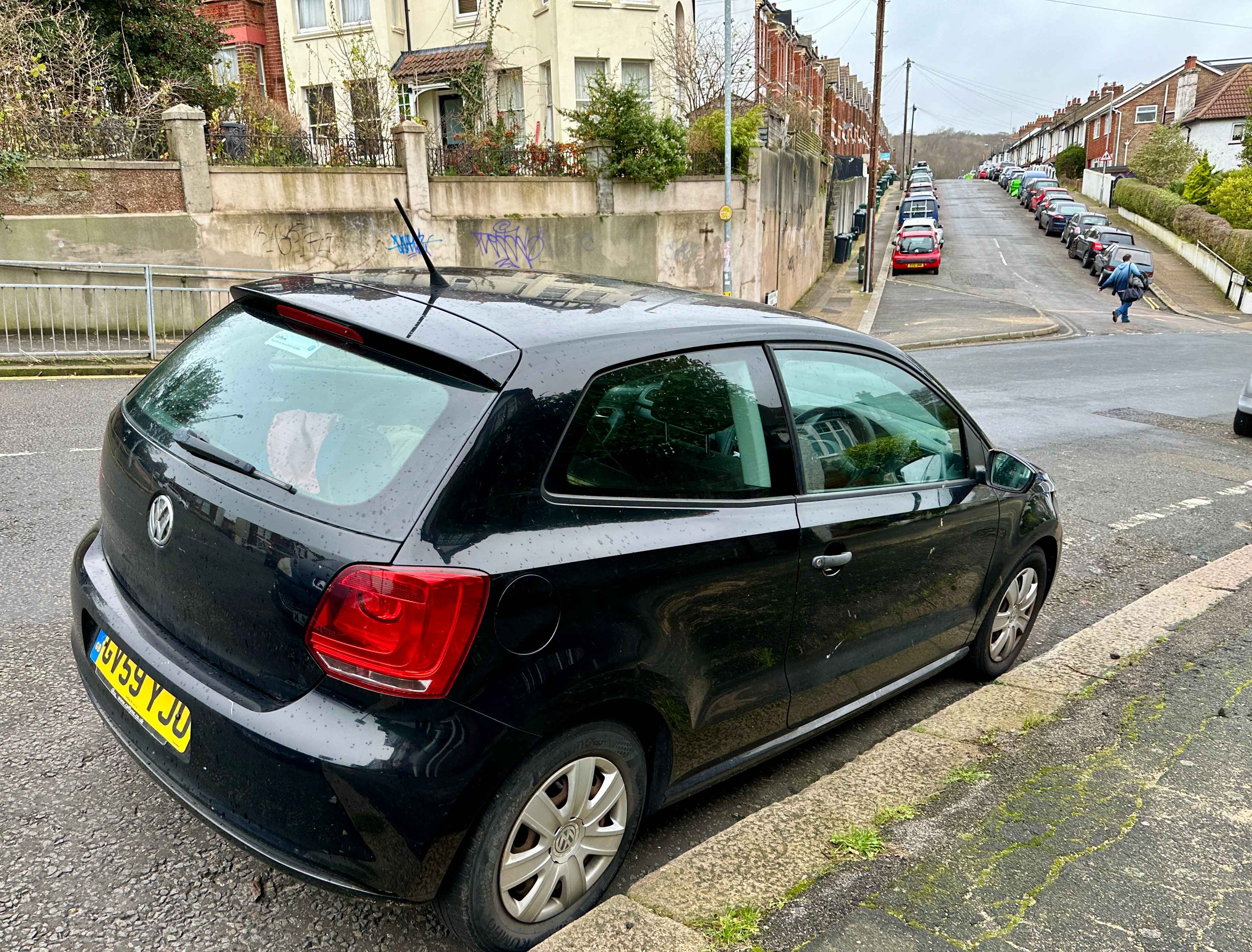 Photograph of GV59 YJU - a Black Volkswagen Polo parked in Hollingdean by a non-resident. The third of five photographs supplied by the residents of Hollingdean.