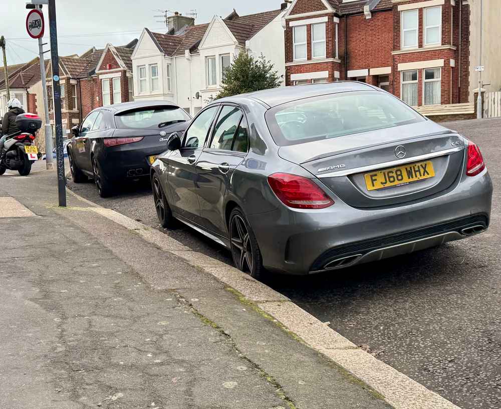 Photograph of FJ68 WHX - a Grey Mercedes C Class parked in Hollingdean by a non-resident. The fourteenth of fifteen photographs supplied by the residents of Hollingdean.