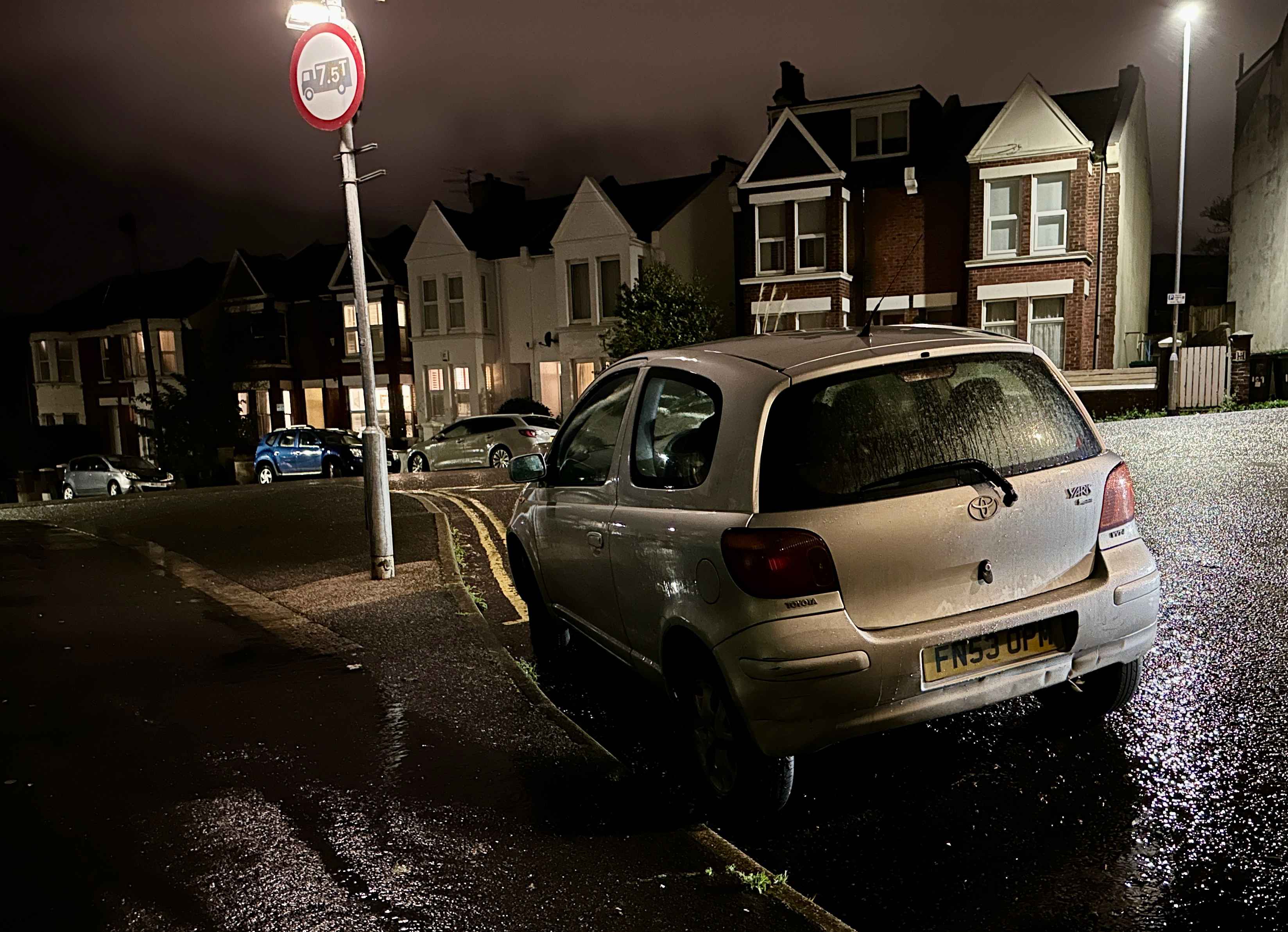Photograph of FN53 OPM - a Silver Toyota Yaris parked in Hollingdean by a non-resident. The third of five photographs supplied by the residents of Hollingdean.