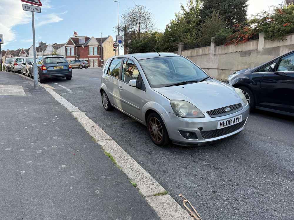 Photograph of ML08 AYH - a Silver Ford Fiesta parked in Hollingdean by a non-resident. The ninth of thirteen photographs supplied by the residents of Hollingdean.