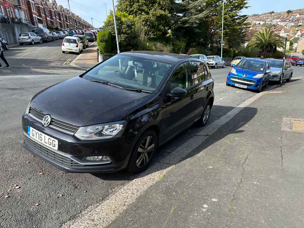 Photograph of GY16 LGG - a Black Volkswagen Polo parked in Hollingdean by a non-resident. The seventh of ten photographs supplied by the residents of Hollingdean.