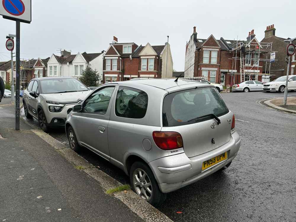 Photograph of FN53 OPM - a Silver Toyota Yaris parked in Hollingdean by a non-resident. The eighth of ten photographs supplied by the residents of Hollingdean.