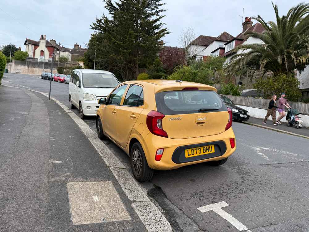 Photograph of LD73 BNU - a Yellow Kia Picanto parked in Hollingdean by a non-resident. The fifth of five photographs supplied by the residents of Hollingdean.