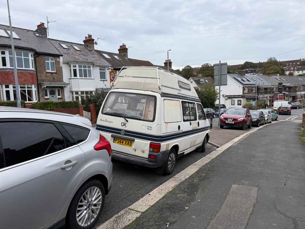 Photograph of P344 XAD - a Beige Volkswagen Transporter camper van parked in Hollingdean by a non-resident. The fifth of eight photographs supplied by the residents of Hollingdean.