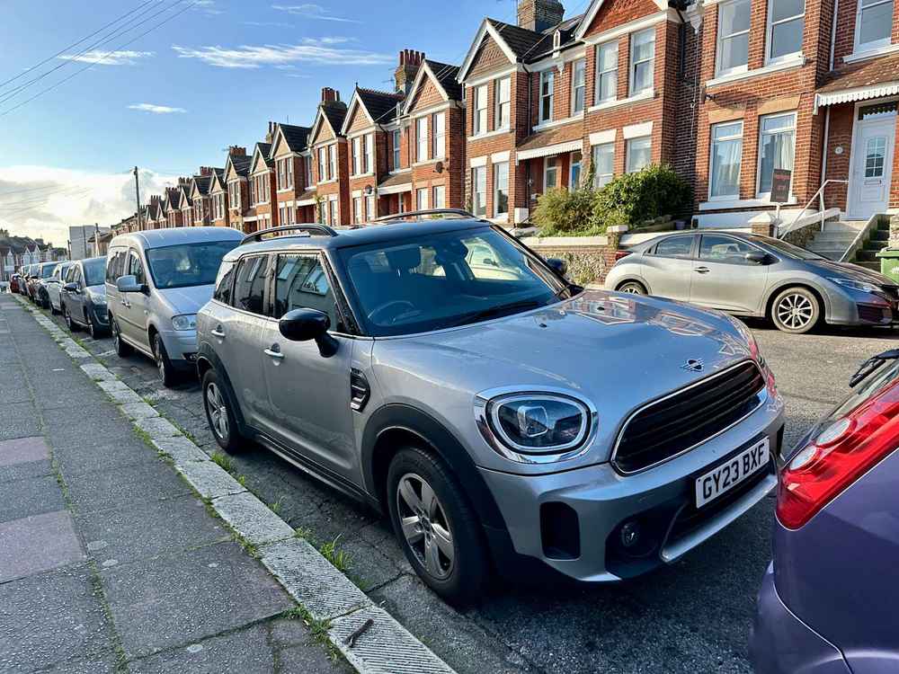 Photograph of GY23 BXF - a Grey Mini Countryman parked in Hollingdean by a non-resident who uses the local area as part of their Brighton commute. The fifth of thirty-three photographs supplied by the residents of Hollingdean.