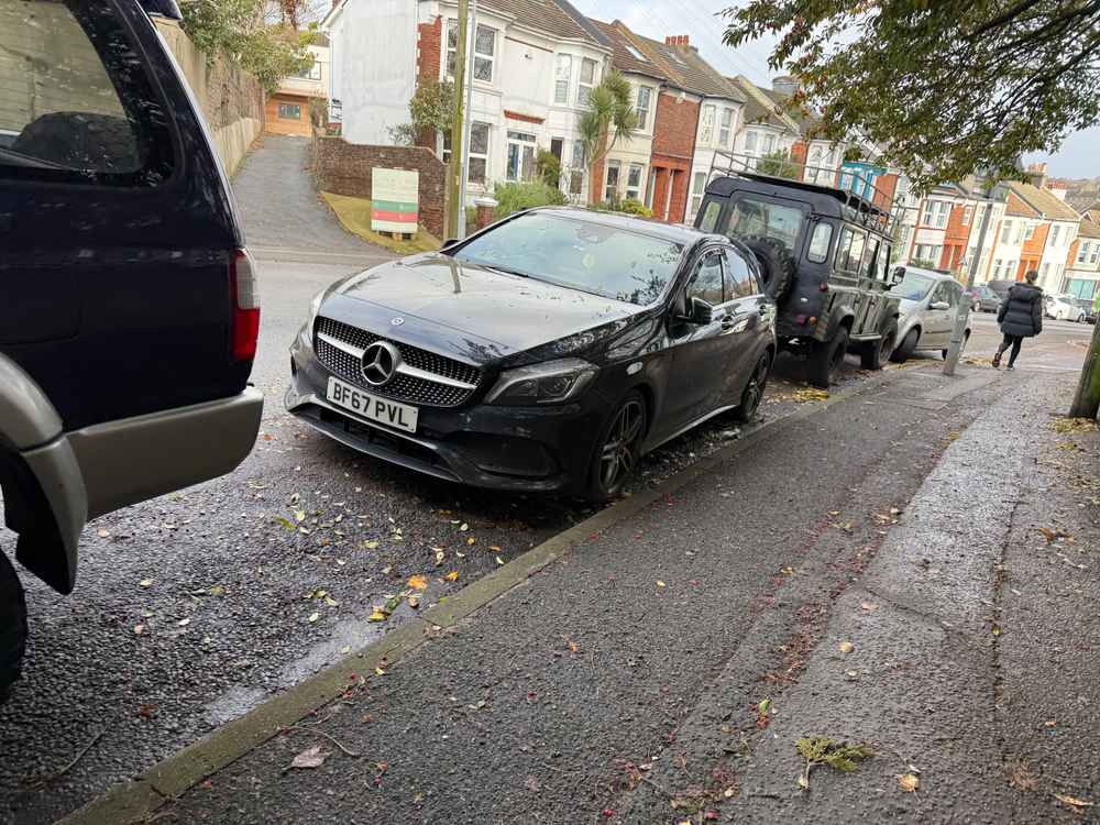 Photograph of BF67 PVL - a Black Mercedes A Class parked in Hollingdean by a non-resident. The fifth of five photographs supplied by the residents of Hollingdean.