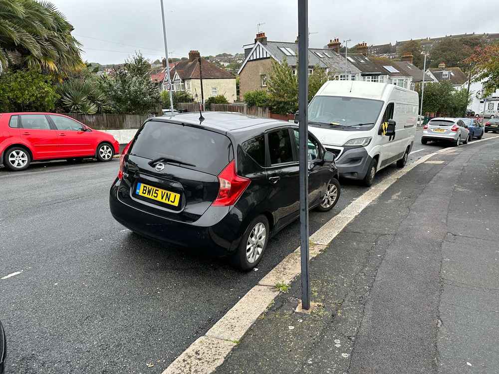 Photograph of BW15 VNJ - a Black Nissan Note parked in Hollingdean by a non-resident who uses the local area as part of their Brighton commute. The tenth of twenty-two photographs supplied by the residents of Hollingdean.