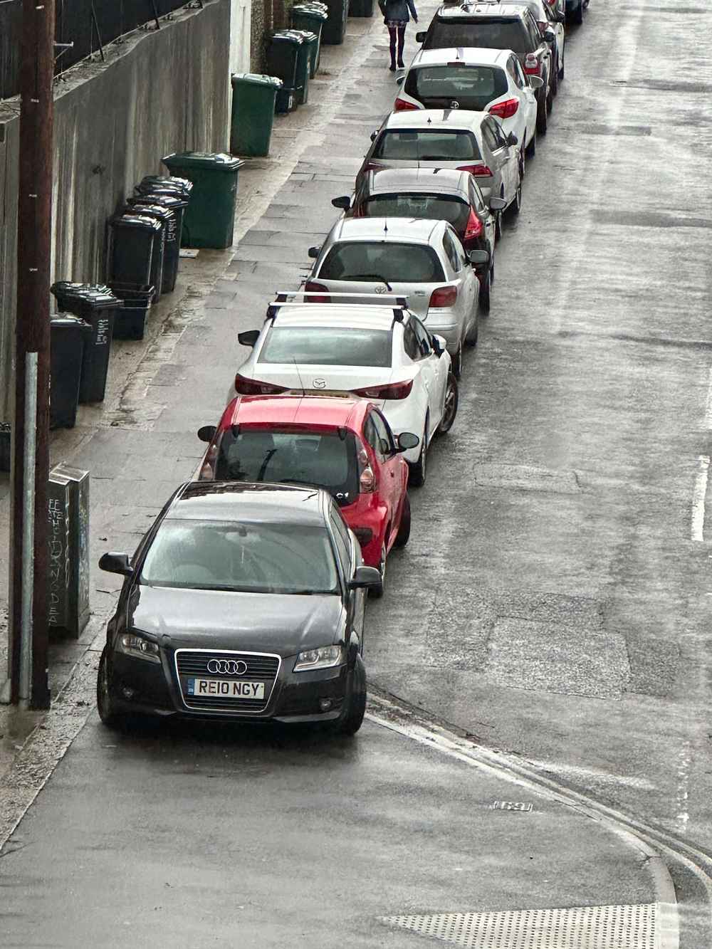 Photograph of RE10 NGY - a Black Audi A3 parked in Hollingdean by a non-resident who uses the local area as part of their Brighton commute. The third of four photographs supplied by the residents of Hollingdean.
