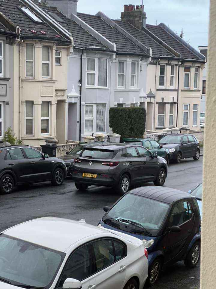 Photograph of DS69 MGU - a Gold Vauxhall Grandland parked in Hollingdean, and potentially abandoned. The second of two photographs supplied by the residents of Hollingdean.