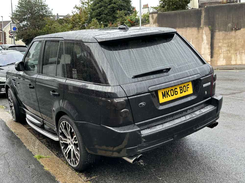 Photograph of MK06 BOF - a Black Land Rover Ranger Rover parked in Hollingdean by a non-resident. The second of four photographs supplied by the residents of Hollingdean.