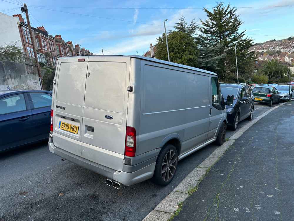 Photograph of EX10 VRU - a Silver Ford Transit parked in Hollingdean by a non-resident. The sixth of sixteen photographs supplied by the residents of Hollingdean.