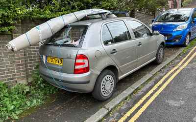 LT07 HVO, a Beige Skoda Fabia parked in Hollingdean