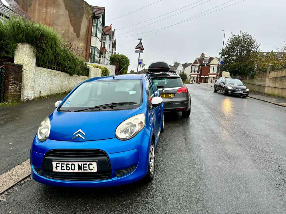 Photograph of FE60 WEC - a Blue Citroen C1 parked in Hollingdean by a non-resident. The seventh of sixteen photographs supplied by the residents of Hollingdean.