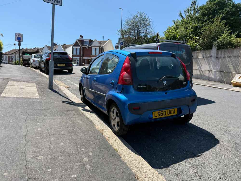 Photograph of LS60 UCA - a Blue Peugeot 107 parked in Hollingdean by a non-resident. The twenty-third of twenty-three photographs supplied by the residents of Hollingdean.