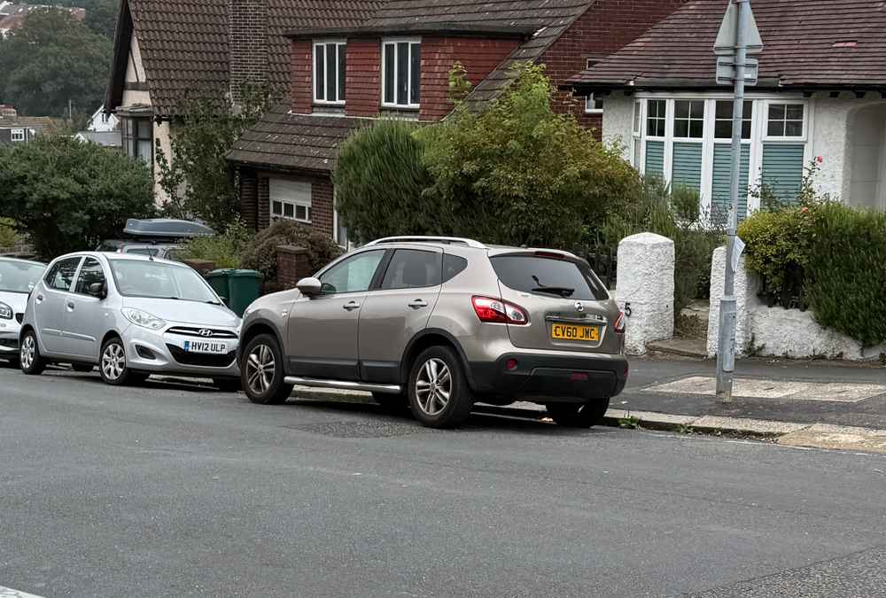 Photograph of CV60 JWC - a Gold Nissan Qashqai parked in Hollingdean by a non-resident. The fifth of five photographs supplied by the residents of Hollingdean.