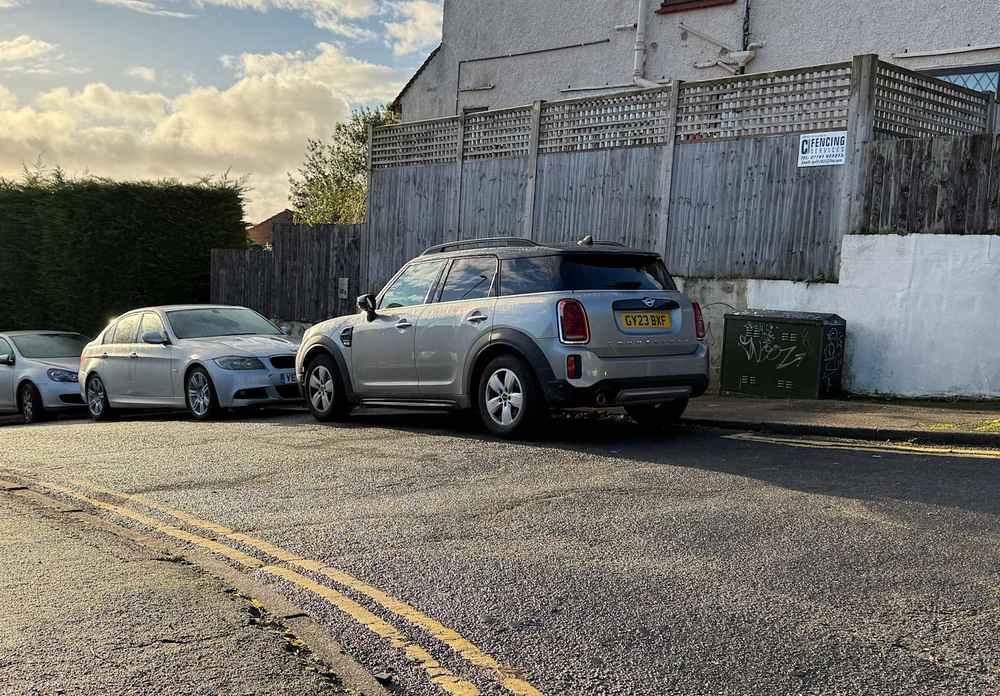 Photograph of GY23 BXF - a Grey Mini Countryman parked in Hollingdean by a non-resident who uses the local area as part of their Brighton commute. The seventeenth of thirty-three photographs supplied by the residents of Hollingdean.
