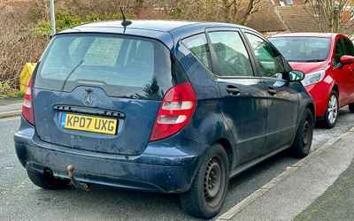 KP07 UXG, a Blue Mercedes A-Class parked in Hollingdean
