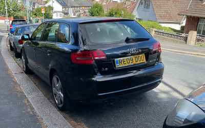 RE09 DOU, a Black Audi A3 parked in Hollingdean