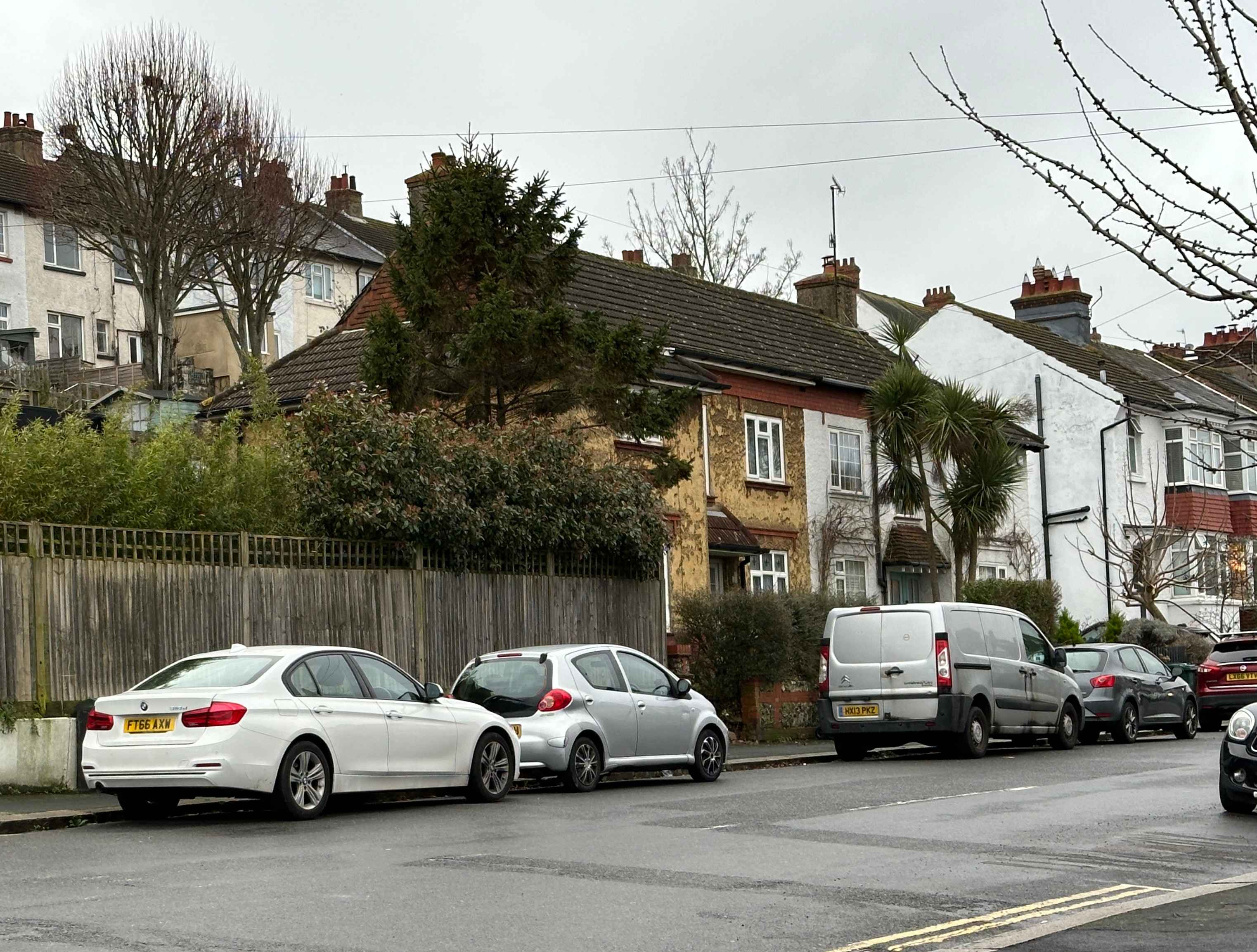 Photograph of FT66 AXW - a White BMW 3 Series parked in Hollingdean by a non-resident who uses the local area as part of their Brighton commute. The seventh of seven photographs supplied by the residents of Hollingdean.