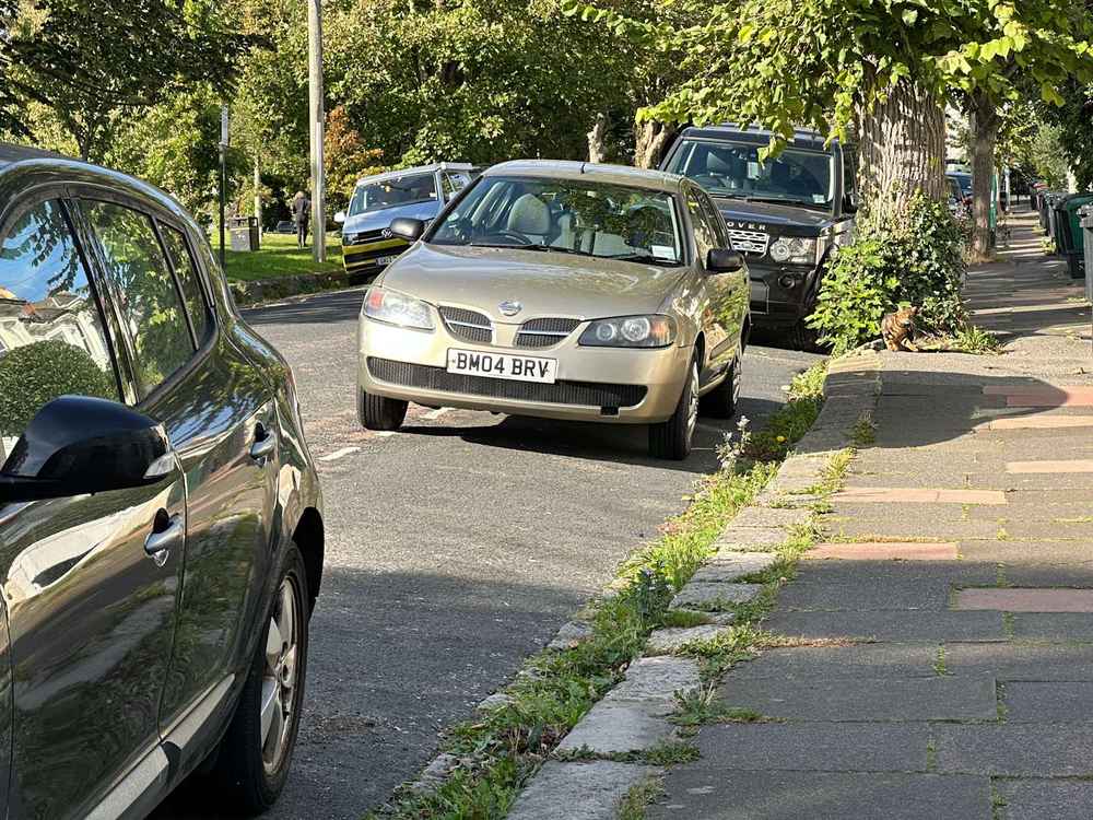 Photograph of BM04 BRV - a Gold Nissan Almera parked in Hollingdean by a non-resident. The second of three photographs supplied by the residents of Hollingdean.