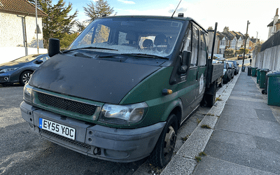 EY55 YOC, a Green Ford Transit parked in Hollingdean