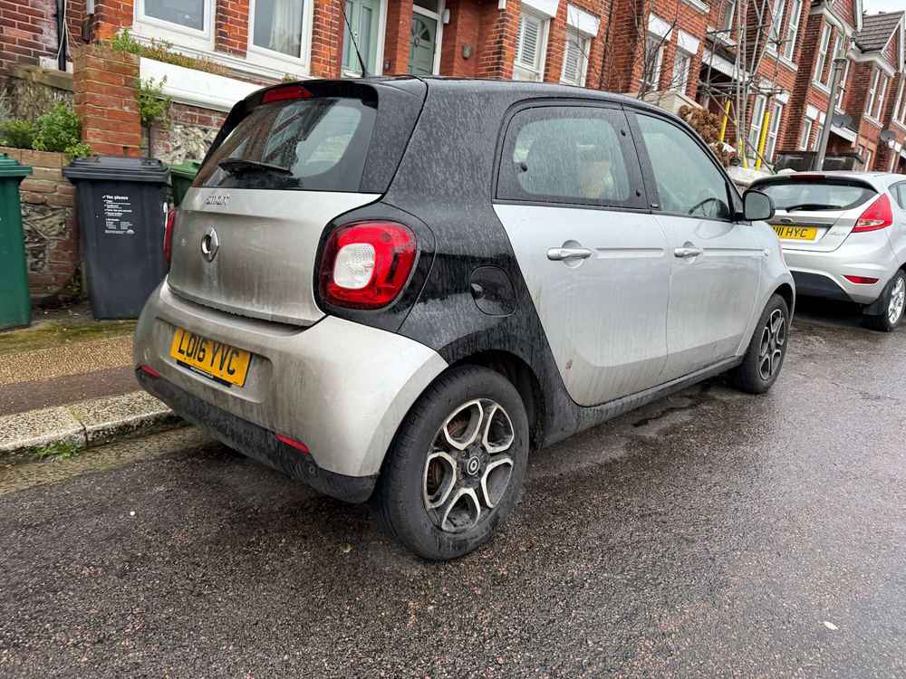 Photograph of LO16 YVC - a Silver Smart ForFour parked in Hollingdean by a non-resident. The eighth of eight photographs supplied by the residents of Hollingdean.