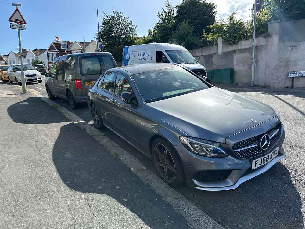 Photograph of FJ68 WHX - a Grey Mercedes C Class parked in Hollingdean by a non-resident. The ninth of twenty-eight photographs supplied by the residents of Hollingdean.