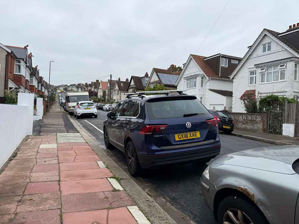 Photograph of GX18 XAE - a Blue Volkswagen Tiguan parked in Hollingdean by a non-resident who uses the local area as part of their Brighton commute. The fifteenth of nineteen photographs supplied by the residents of Hollingdean.