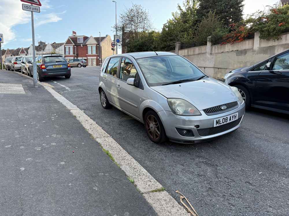 Photograph of ML08 AYH - a Silver Ford Fiesta parked in Hollingdean by a non-resident. The ninth of nine photographs supplied by the residents of Hollingdean.