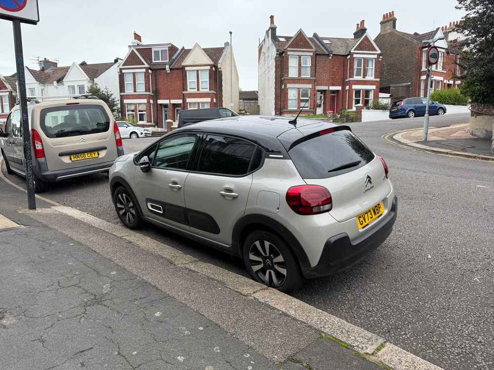 Photograph of GV73 WBP - a Grey Citroen C3 parked in Hollingdean by a non-resident who uses the local area as part of their Brighton commute. The eleventh of eleven photographs supplied by the residents of Hollingdean.