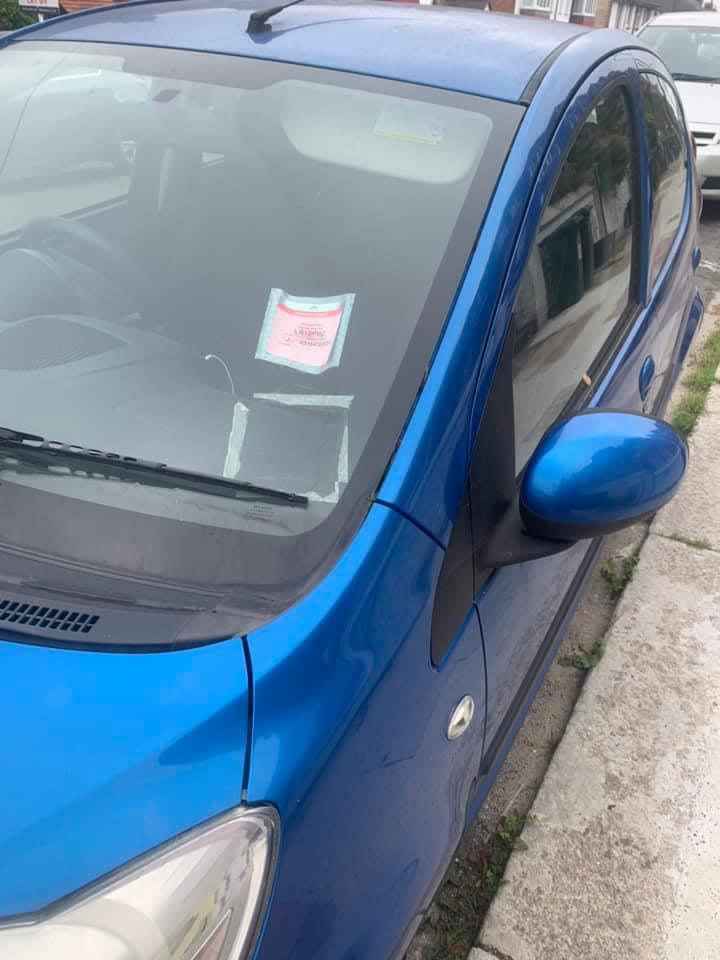 Photograph of LN12 PBZ - a Blue Peugeot 107 parked in Hollingdean by a non-resident. The sixth of six photographs supplied by the residents of Hollingdean.