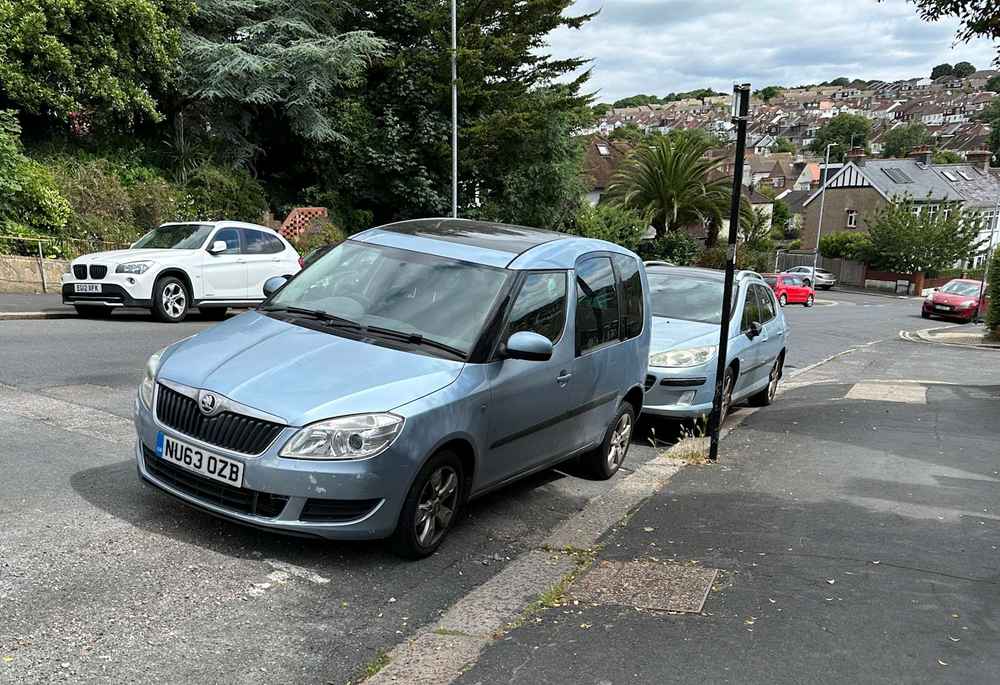 Photograph of NU63 OZB - a Blue Skoda Roomster parked in Hollingdean by a non-resident. The twenty-first of twenty-three photographs supplied by the residents of Hollingdean.