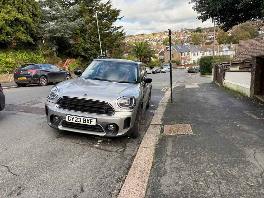 Photograph of GY23 BXF - a Grey Mini Countryman parked in Hollingdean by a non-resident who uses the local area as part of their Brighton commute. The fourteenth of fifteen photographs supplied by the residents of Hollingdean.