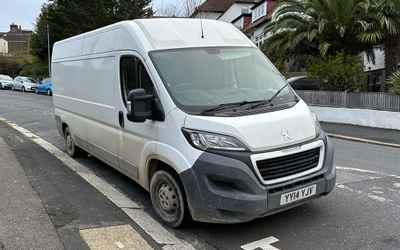 YY14 YJV, a White Peugeot Boxer parked in Hollingdean