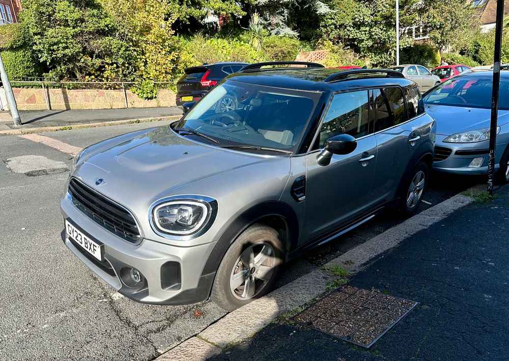 Photograph of GY23 BXF - a Grey Mini Countryman parked in Hollingdean by a non-resident who uses the local area as part of their Brighton commute. The second of thirty-three photographs supplied by the residents of Hollingdean.
