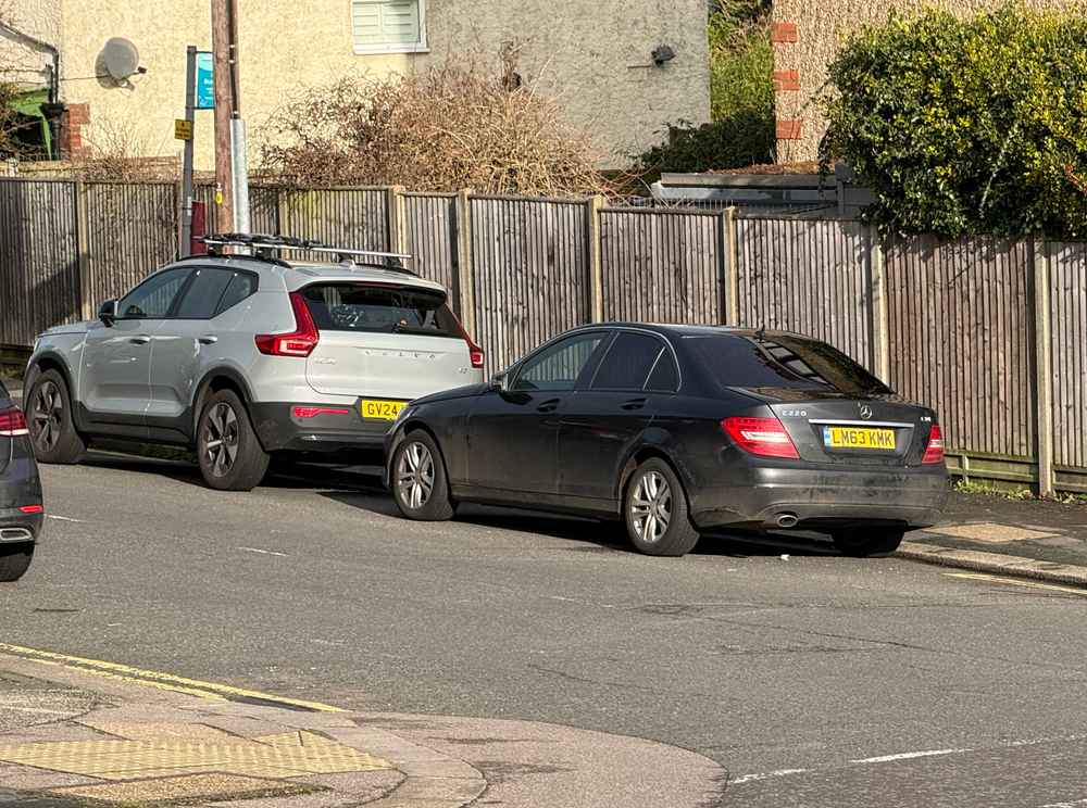Photograph of LM63 KMK - a Black Mercedes C Class parked in Hollingdean by a non-resident who uses the local area as part of their Brighton commute. The eleventh of eleven photographs supplied by the residents of Hollingdean.