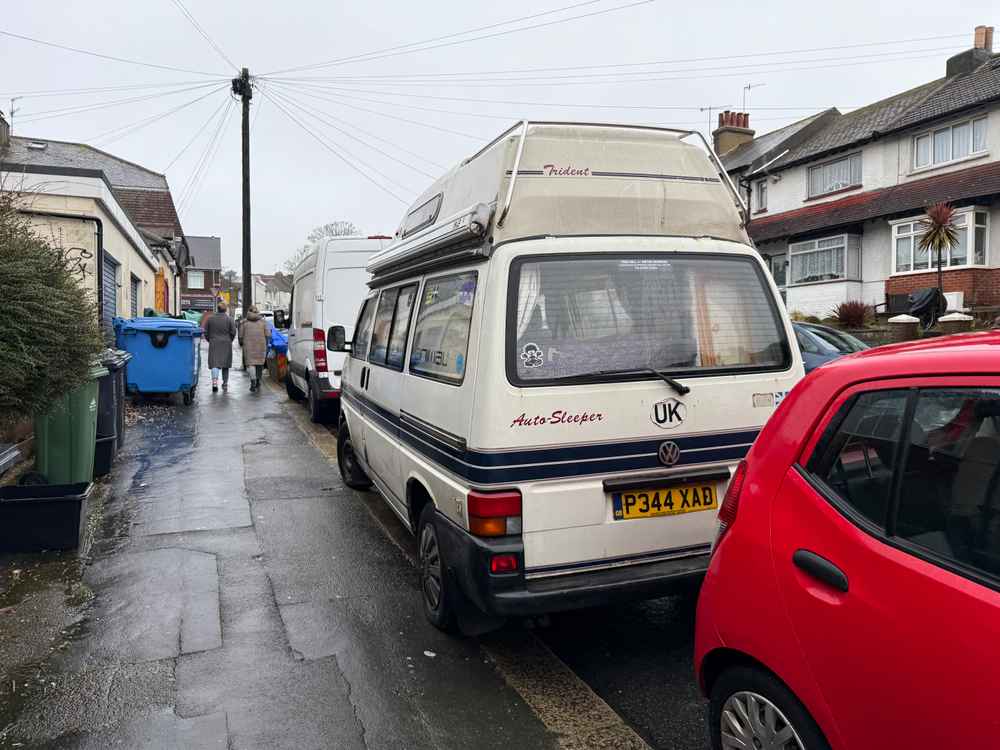 Photograph of P344 XAD - a Beige Volkswagen Transporter camper van parked in Hollingdean by a non-resident. The eighth of eight photographs supplied by the residents of Hollingdean.