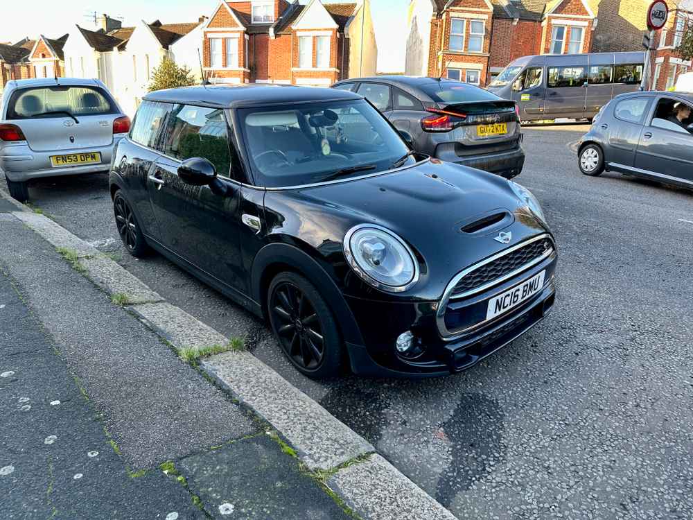 Photograph of NC16 BMU - a Black Mini Cooper parked in Hollingdean by a non-resident who uses the local area as part of their Brighton commute. The second of six photographs supplied by the residents of Hollingdean.